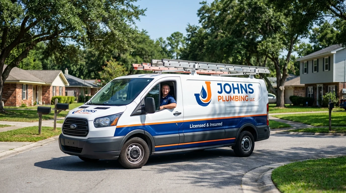 Johns Plumbing LLC service van in Moorhead, MS