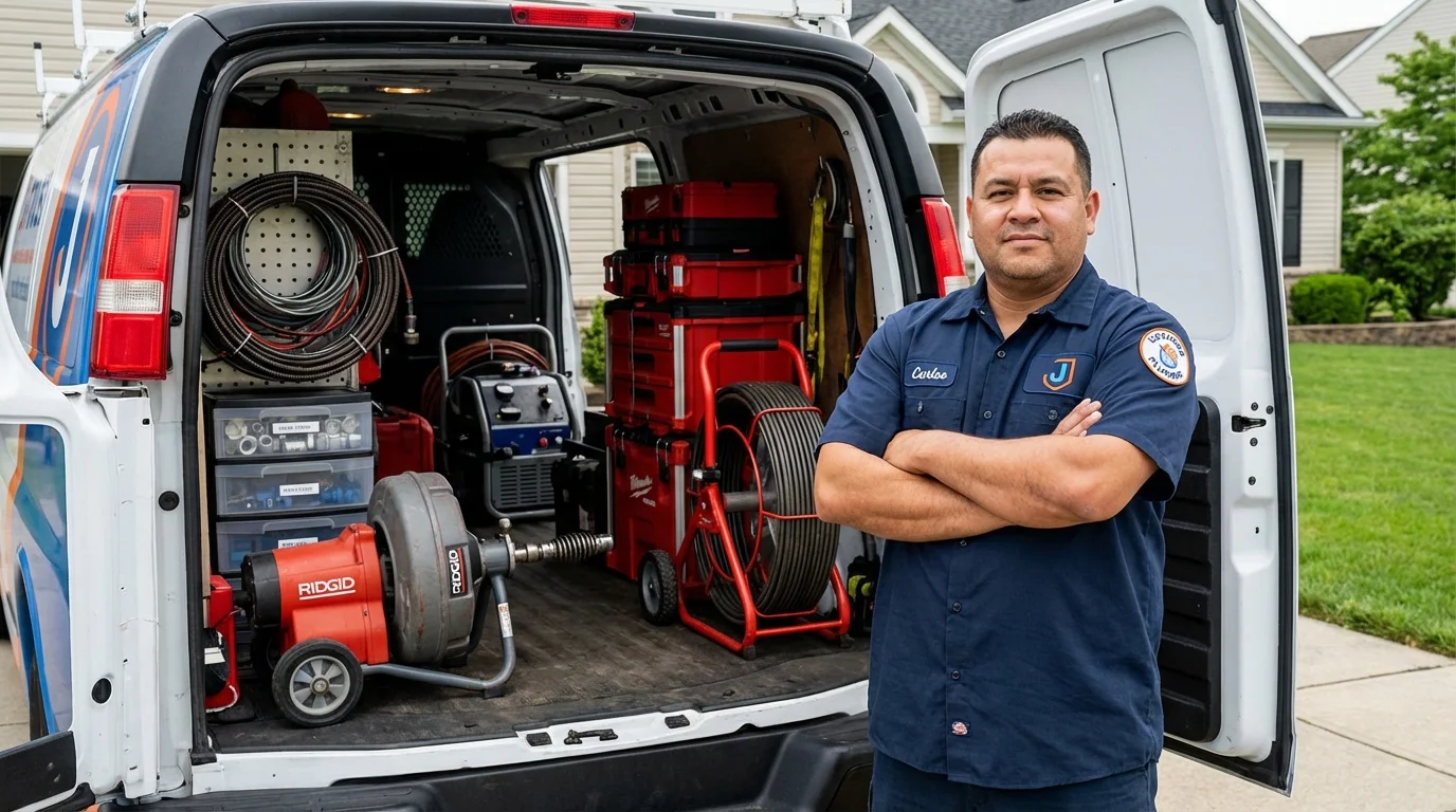 Professional drain cleaning equipment and Johns Plumbing LLC plumber in Moorhead